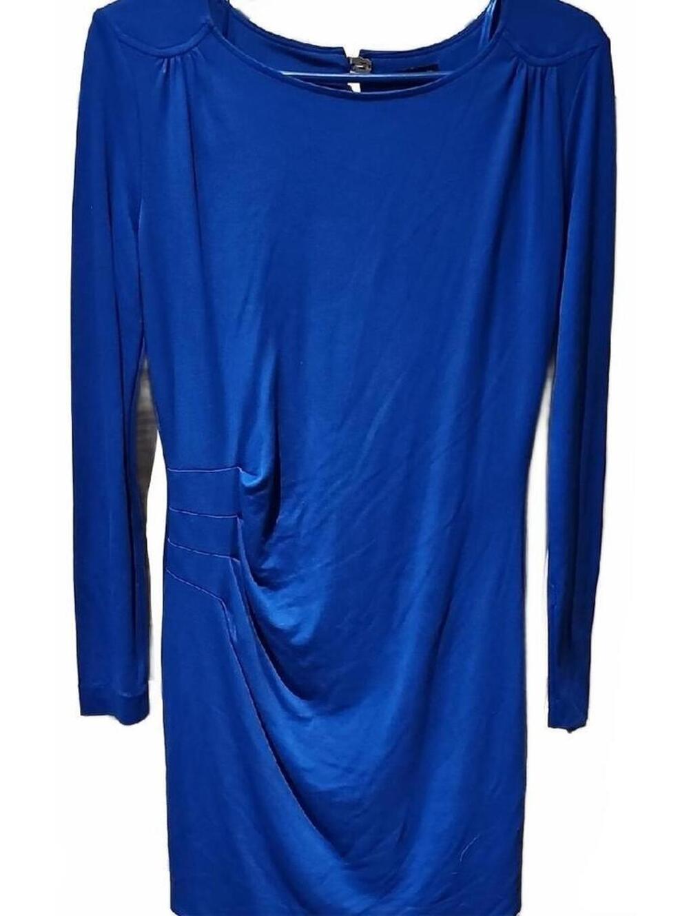Mango Blue Ruched Bodycon Dress Size 8